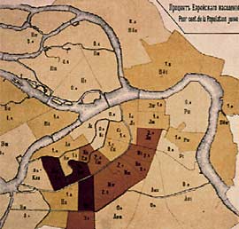 Карта плотности еврейского населения в Петербурге, составленная в городской полиции, 1903